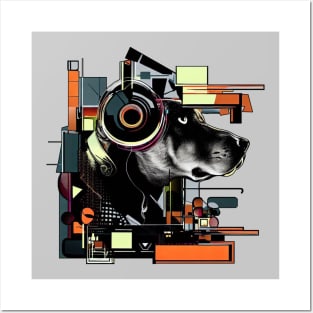 Music cute dog | Black, orange and yellow Posters and Art